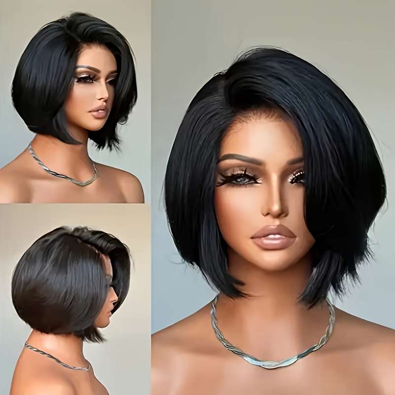 Black Womens Wigs Hair Length 25.4Cm