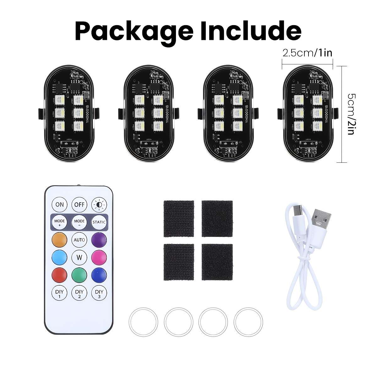 Car Lights Model 2Pcs1 Remote Control
