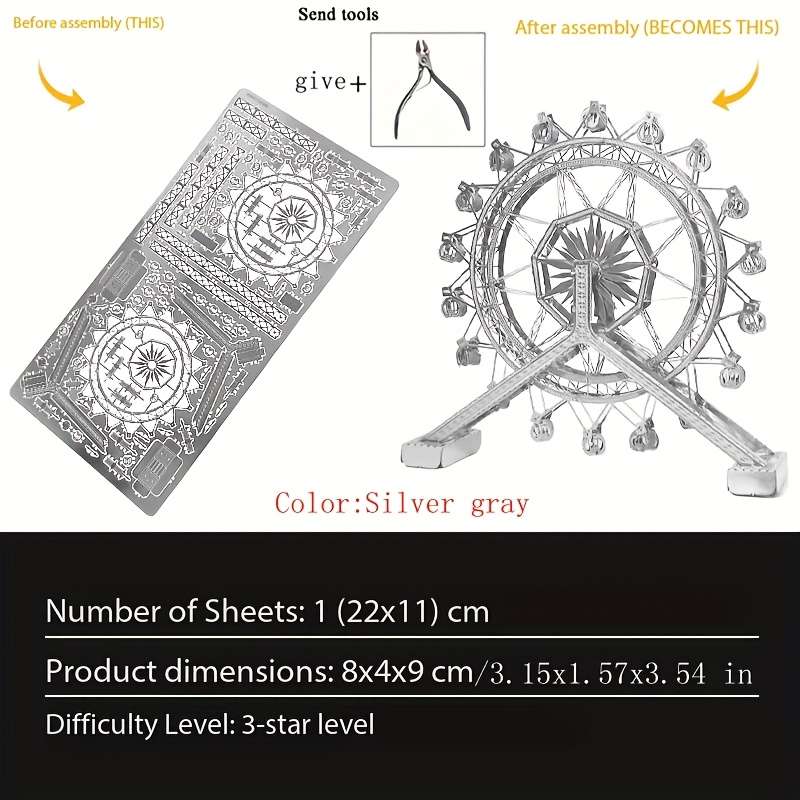 Building Toy Architectural Model Toy Set Color Ferris Wheel  Without Tools