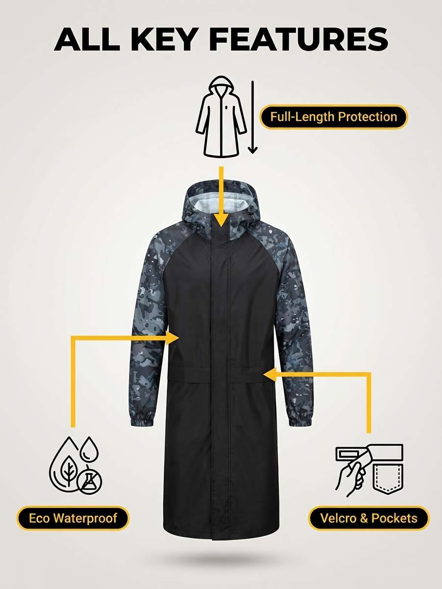 Raincoat Crackle Deep Sea Gray Size Uk L