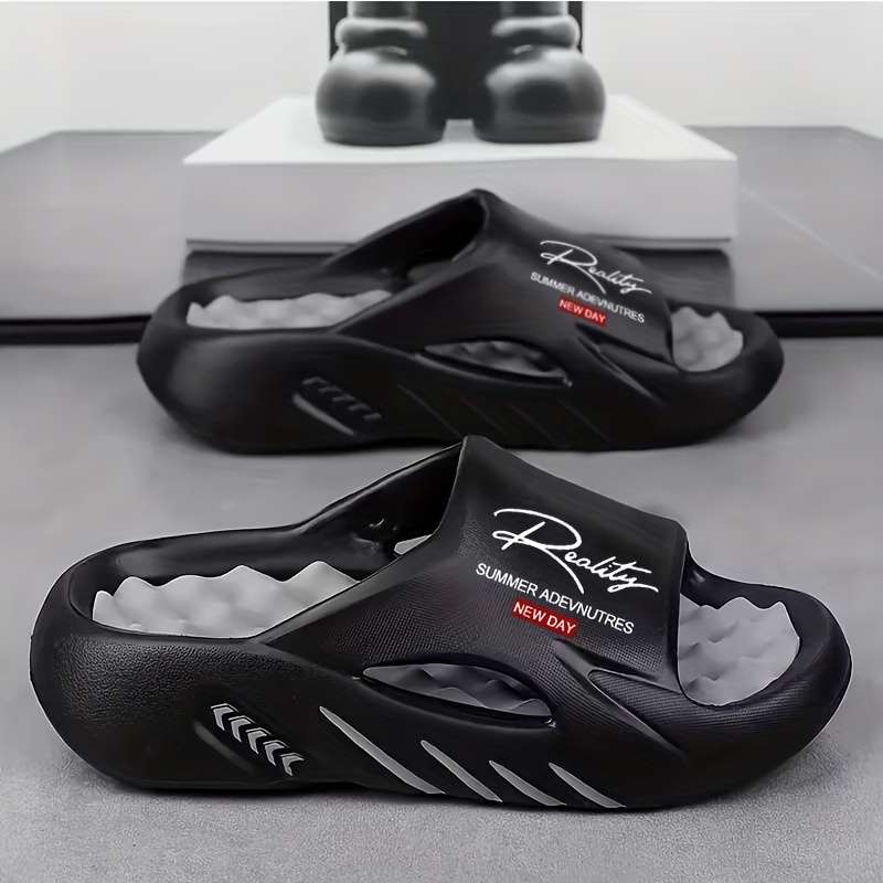 Men Slippers Summer Style Gray Black Size Uk 5.5 To 6