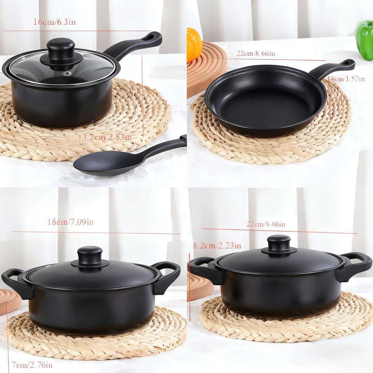 13Pcs Exquisite Set Soup Pot Kitchen Frying Pan Gift