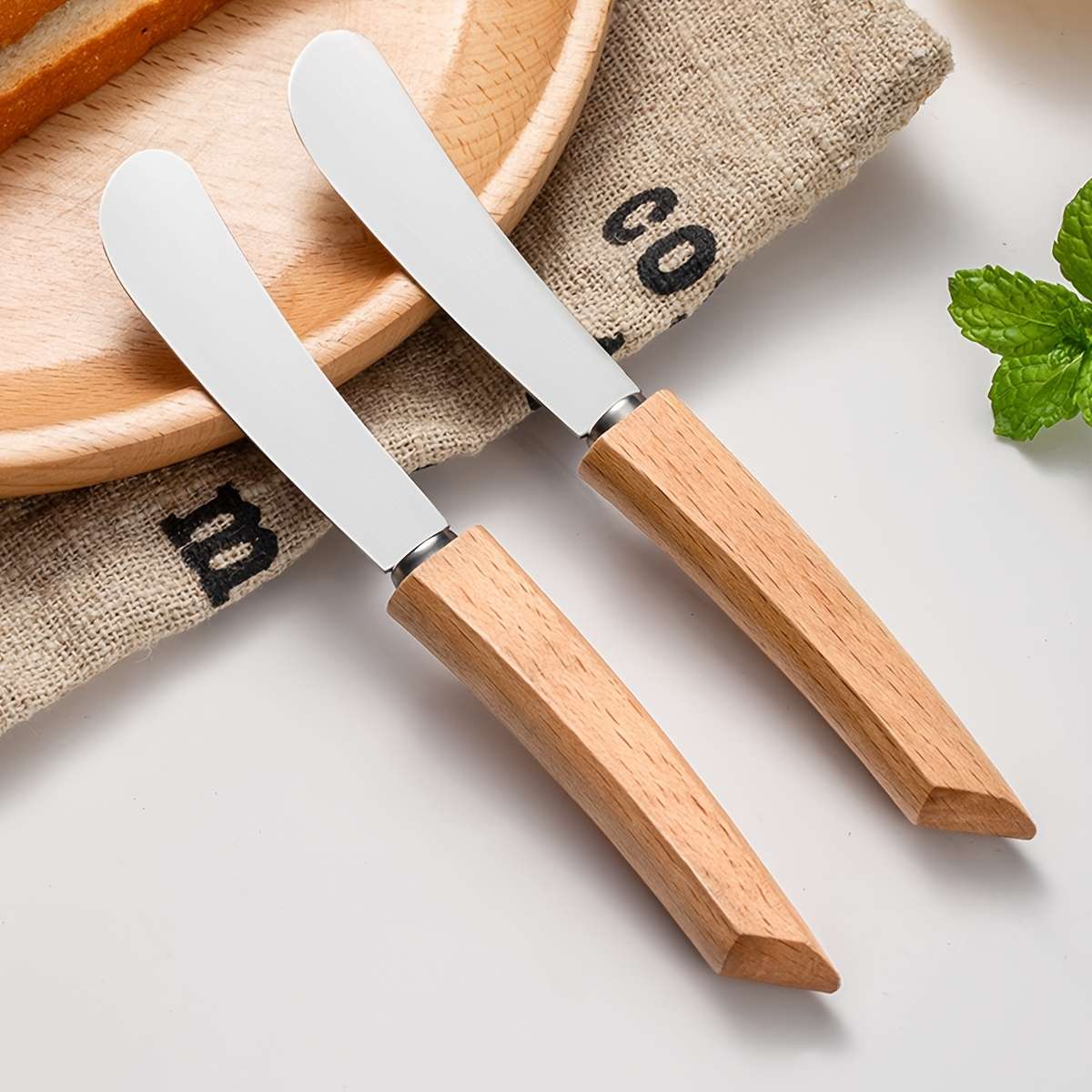 Bread And Cheese Knife Model 2Pcs Beech Butter Knife