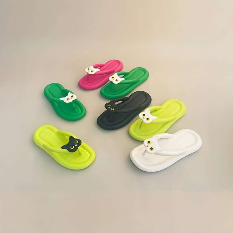 Ladies Summer Flip Flops Greenish Yellow Uk 4.5-5