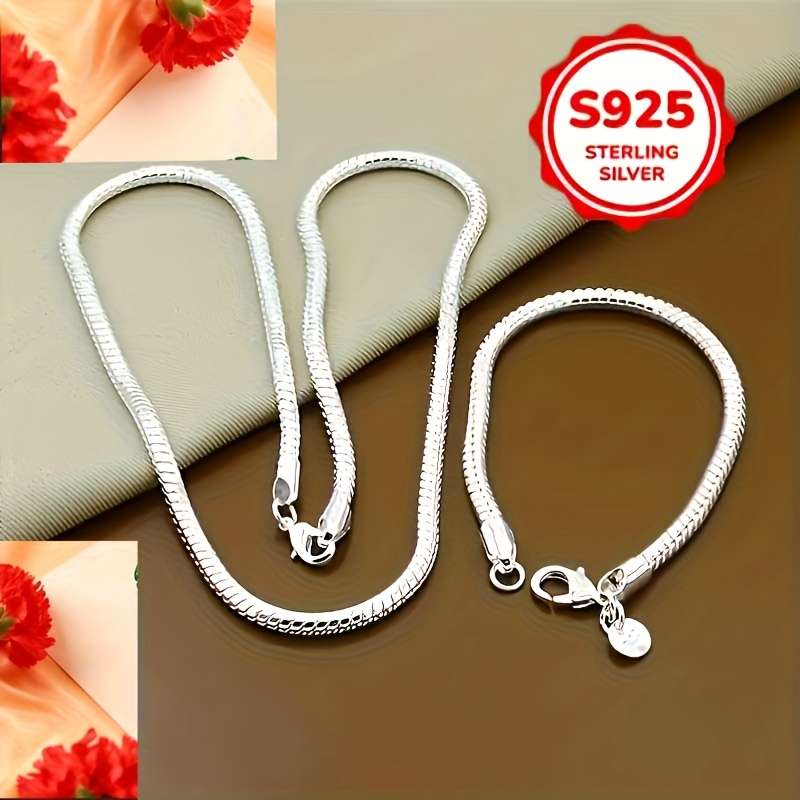 2Pcs Dainty Plated Sterling Snake Bone Silver