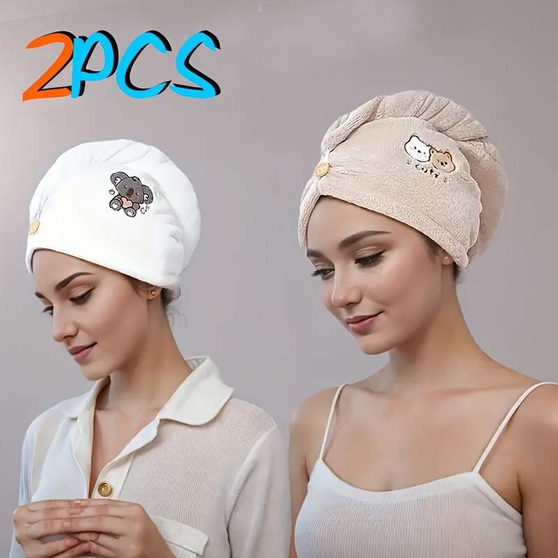 Hair Turban 2Pcs KhakiWhite