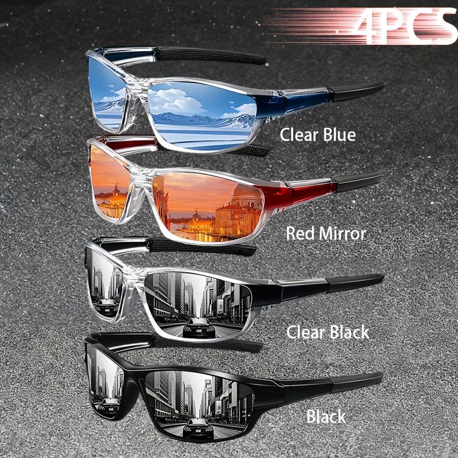 Cycling Glasses Color 4Pcs Clear Black*2  Black*2
