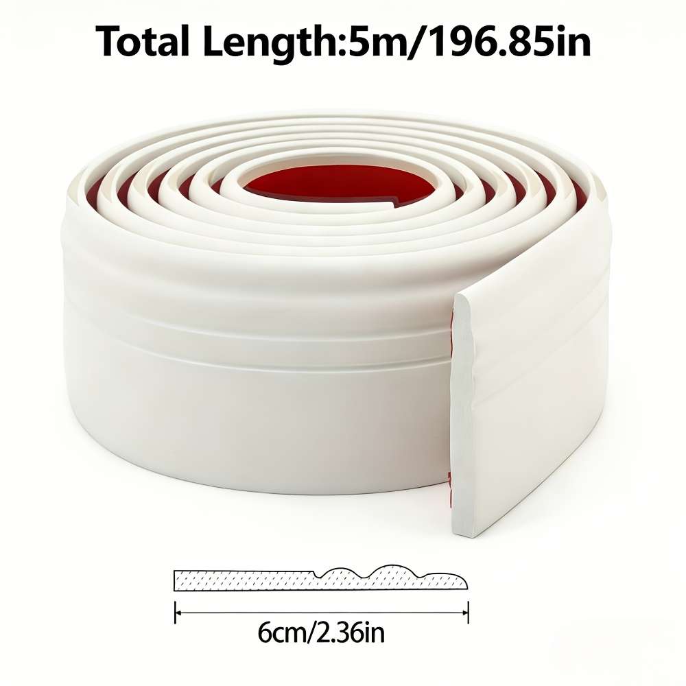 Skirting Board 118.11 Inches * 2.36 Inches 5 Meters * 6 Centimeters Style Elegant White