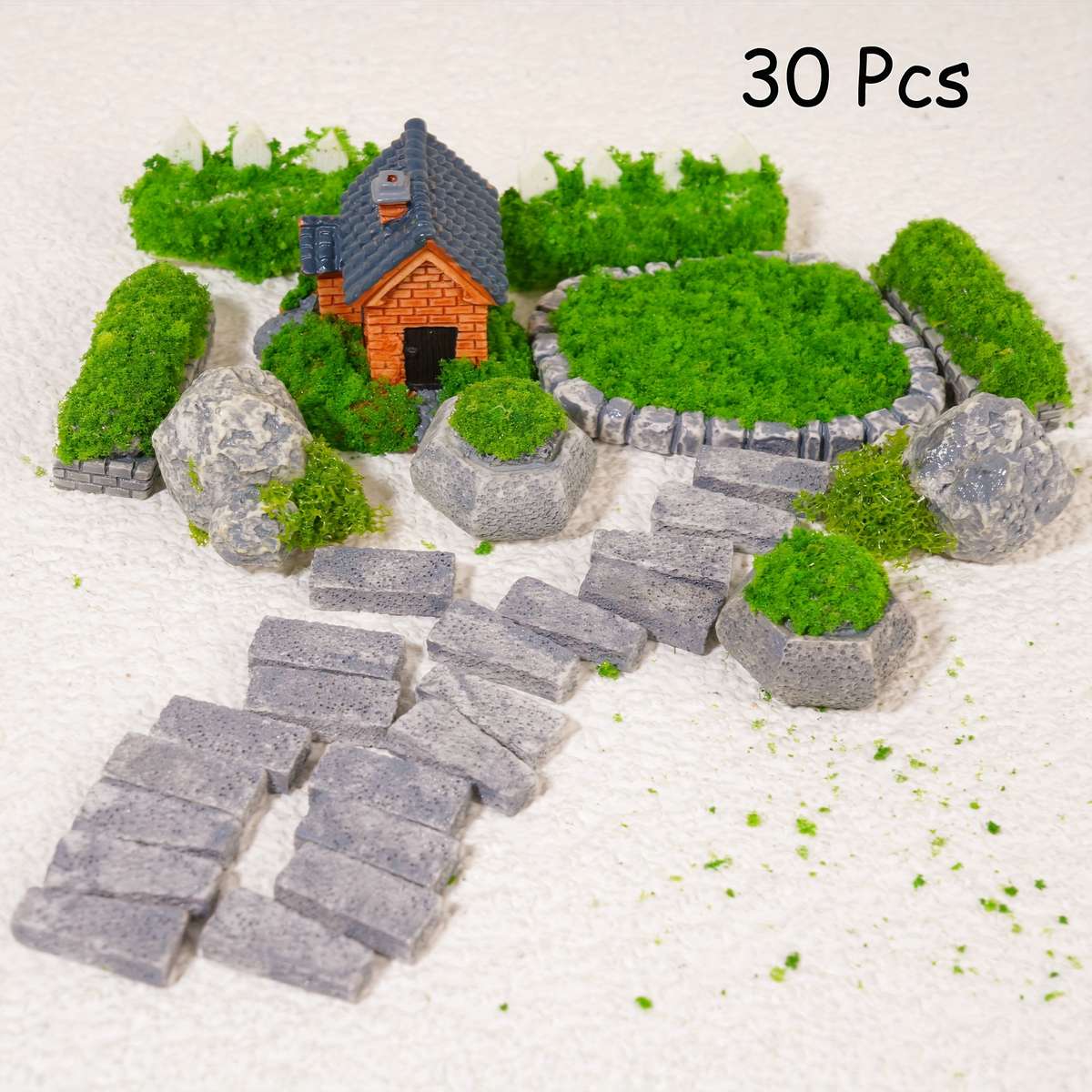 30Pcs Mini Model Garden Accessories Set
