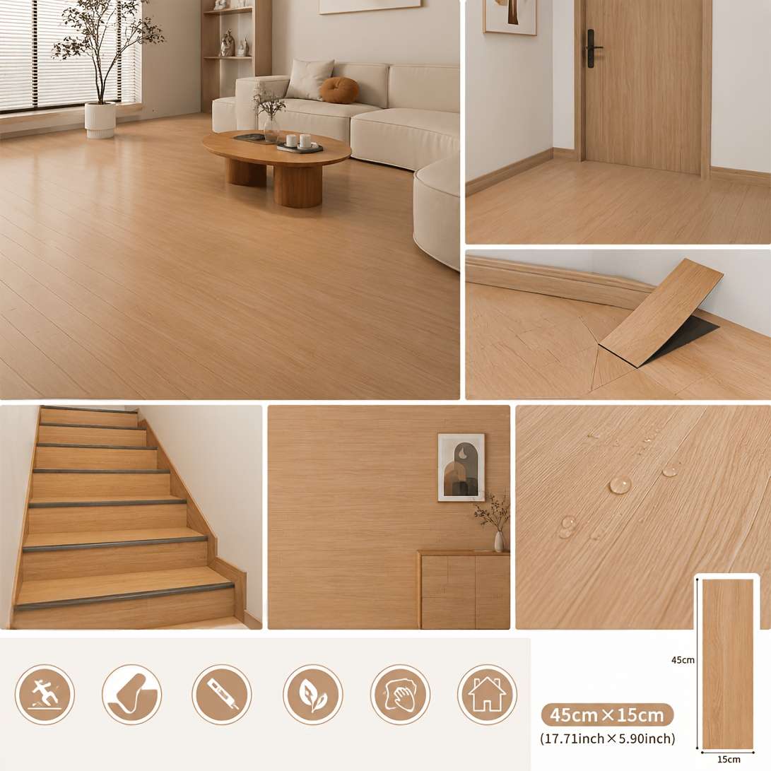 Self Adhesive Floor Stickers Wood Texture 10Pcs