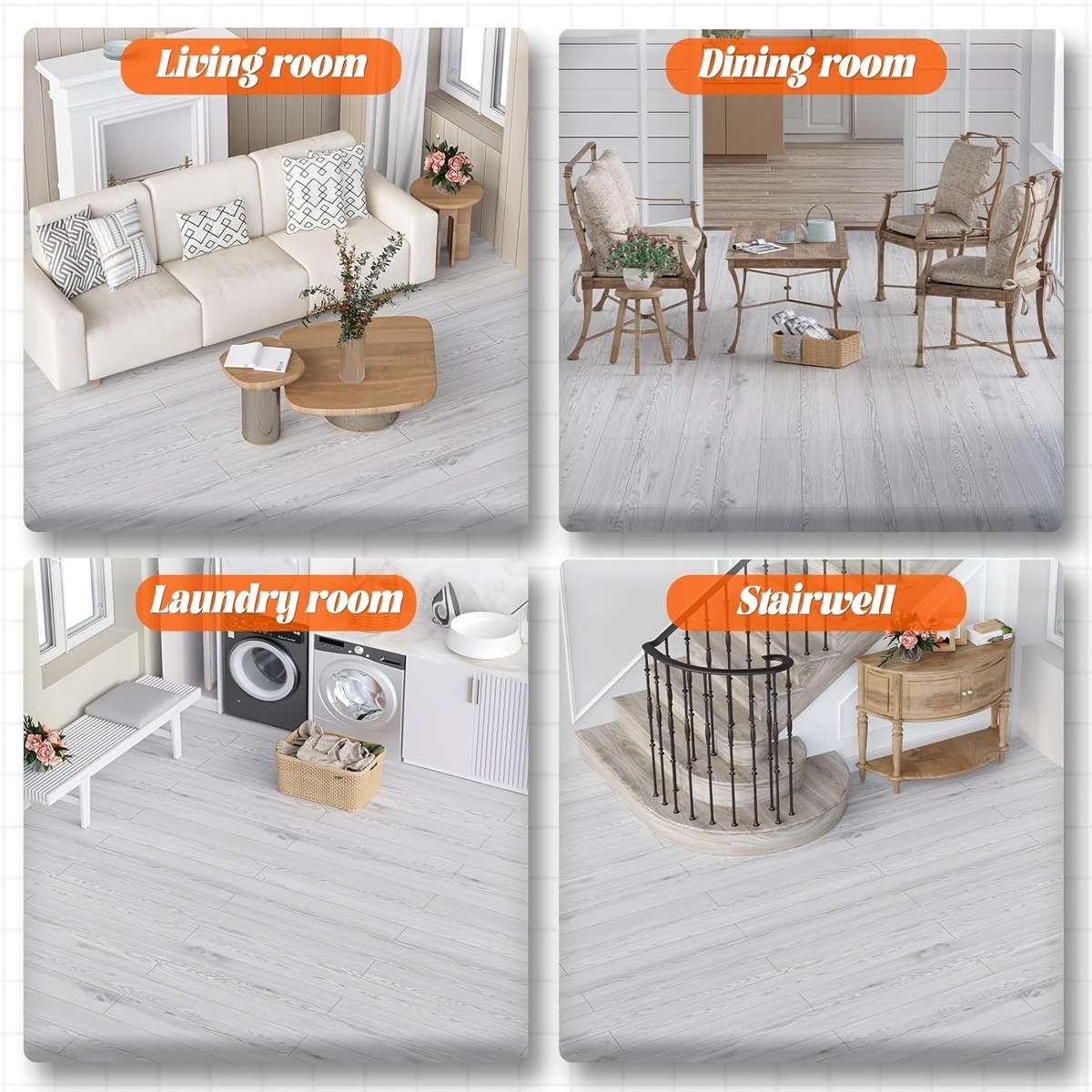 Self Adhesive Floor Stickers Medium Gray Oak 3Roll