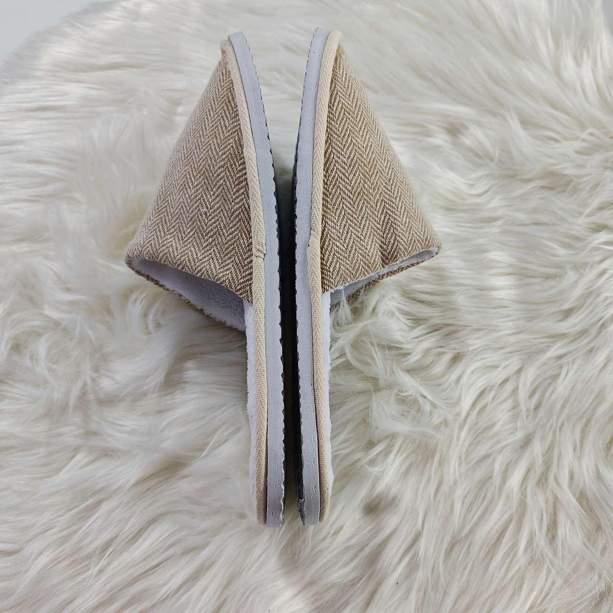 Cotton Slippers Color Brown Upper  White Sole  1 Pair Sizeuk 7