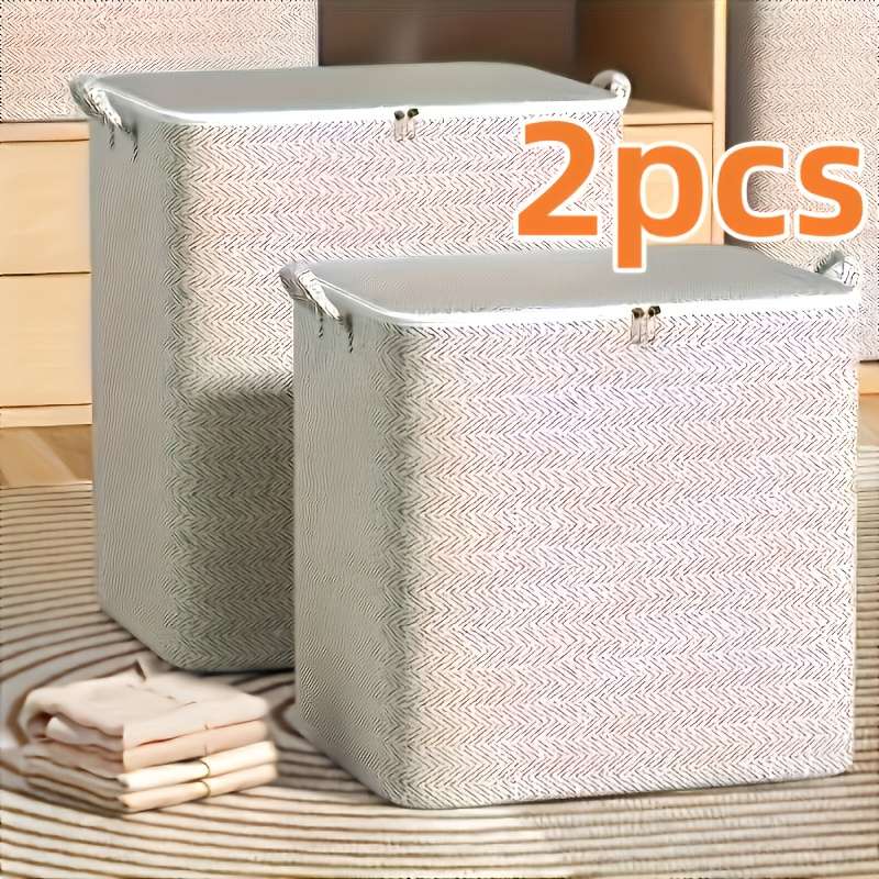 2Pcs 2 Pack Heavy Duty Fabric Storage Bins Foldable Gray