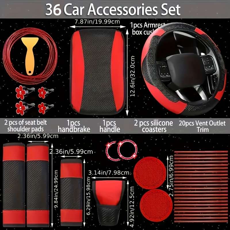 Car Steering Wheel Cover Pink 36Pcs