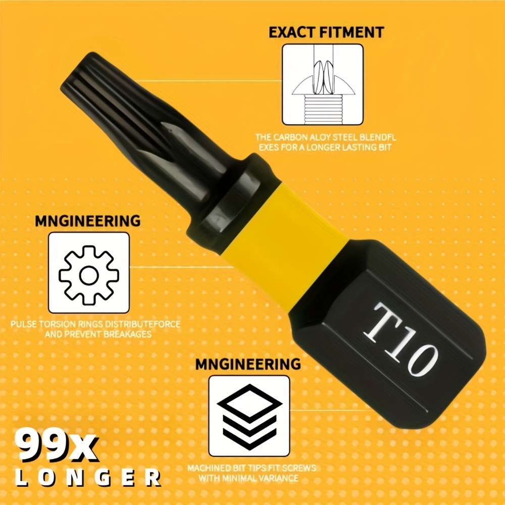 Screwdriver Bit Tool Set Model 25Mm T10 Quantity 10Pcs