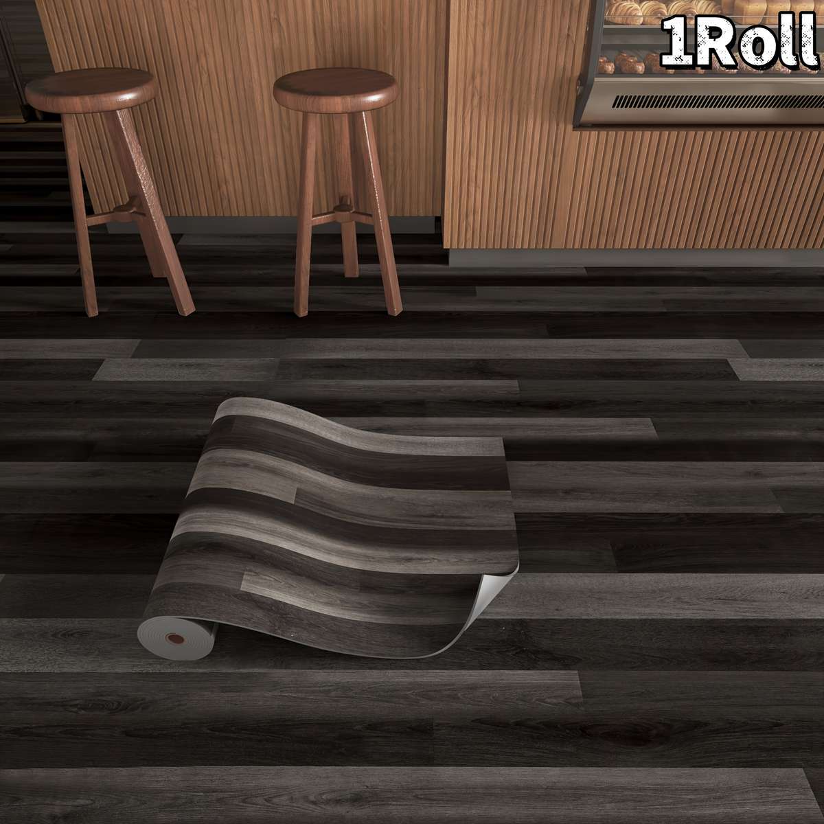 Self Adhesive Floor Stickers Dark Charcoal Gray 1Roll