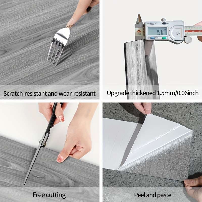 Self Adhesive Floor Stickers Pine Wood Grain 100Pcs 15Cm*40Cm