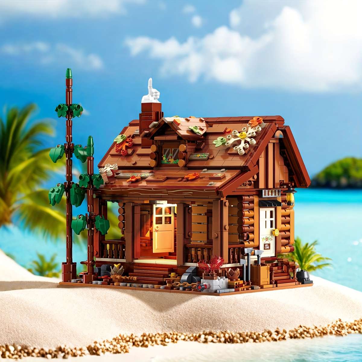 Building Toy Architectural Model Toy Set Color Brown 1969Pcs