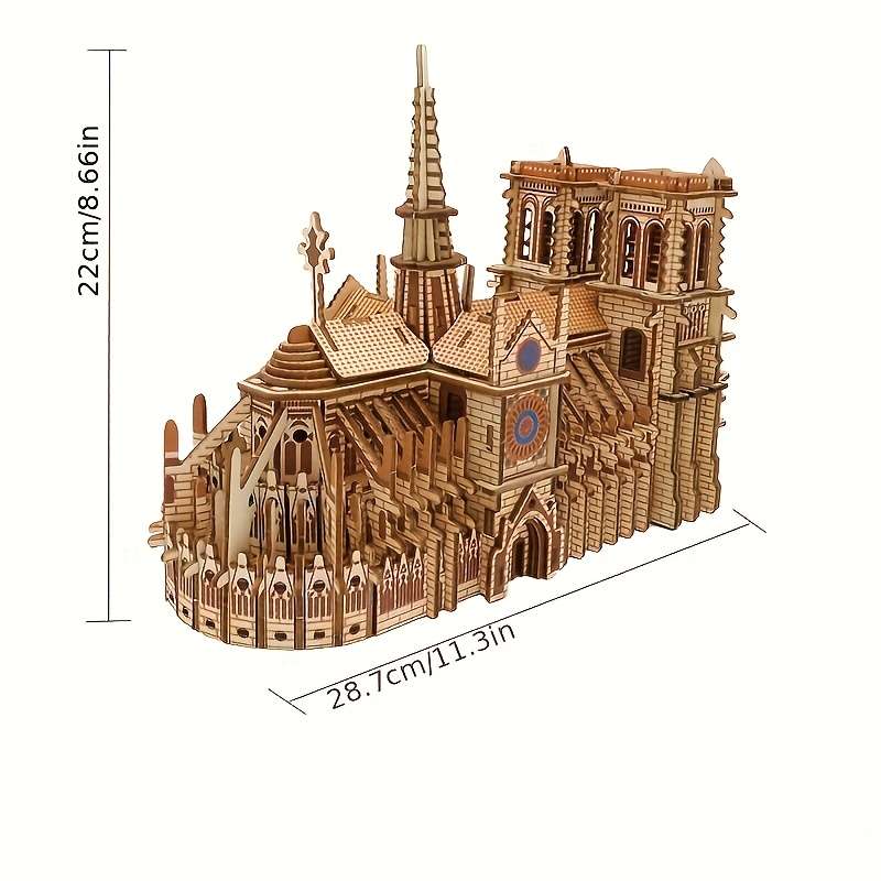 3D Building Model Puzzle Set Style Notre Dame Bl