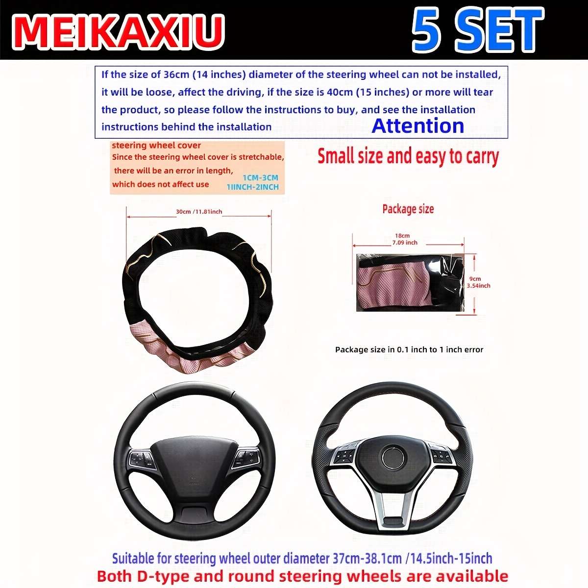 Car Steering Wheel Cover Red Model 3 Set
