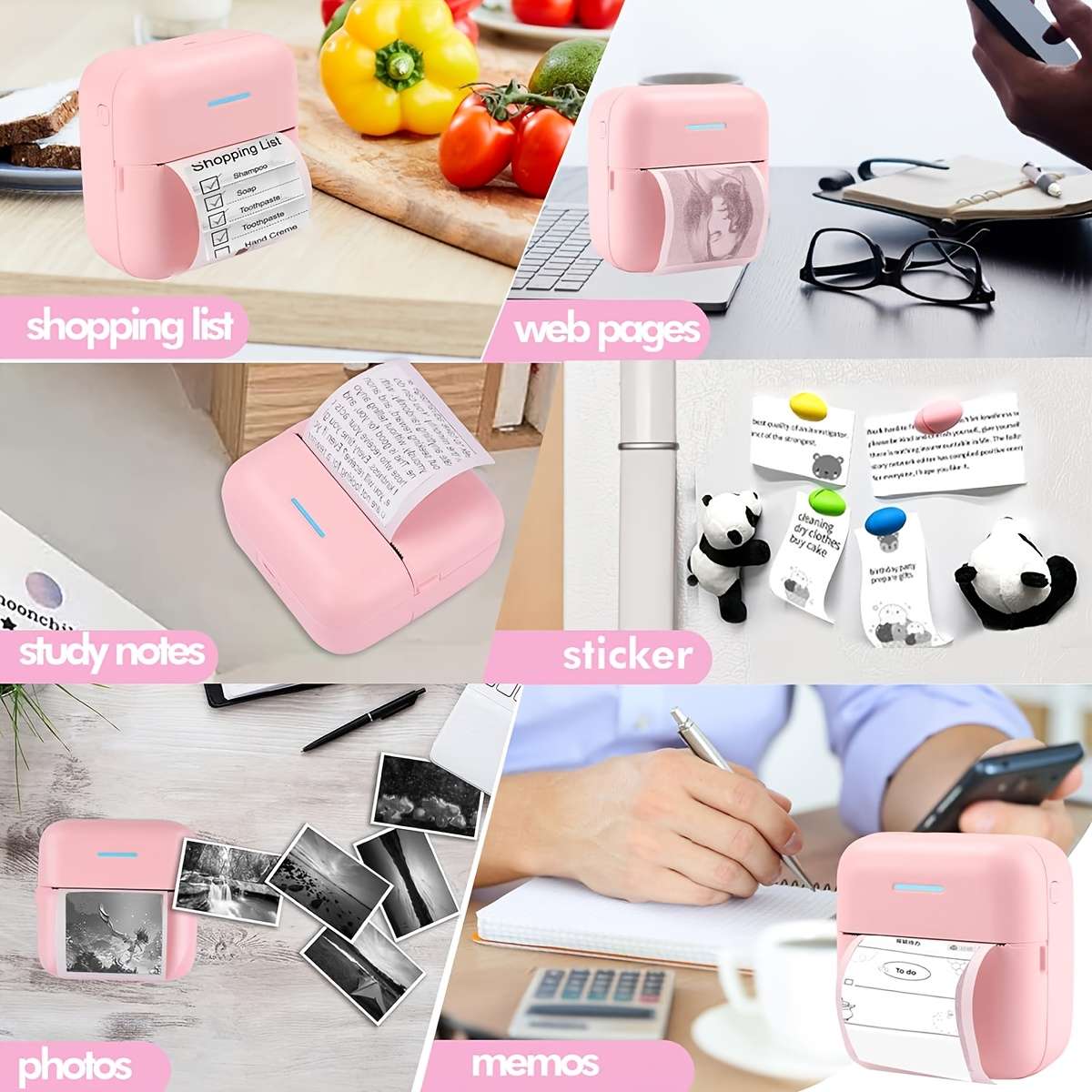 Printer Color White  5 Rolls Of Adhesive Tape 5.7Cm*2.5Cm  Random Stickers  Storage Bag