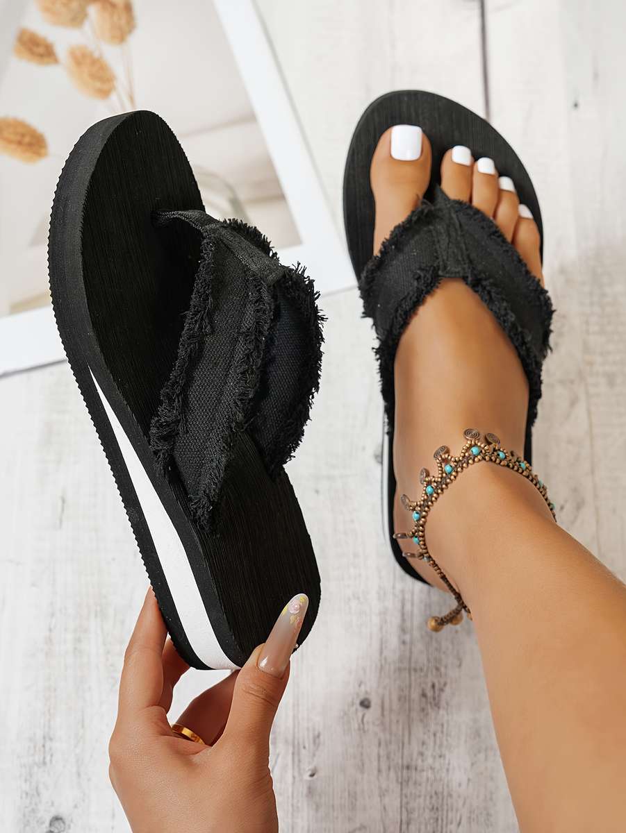 Ladies Summer Flip Flops Black Uk 7.5