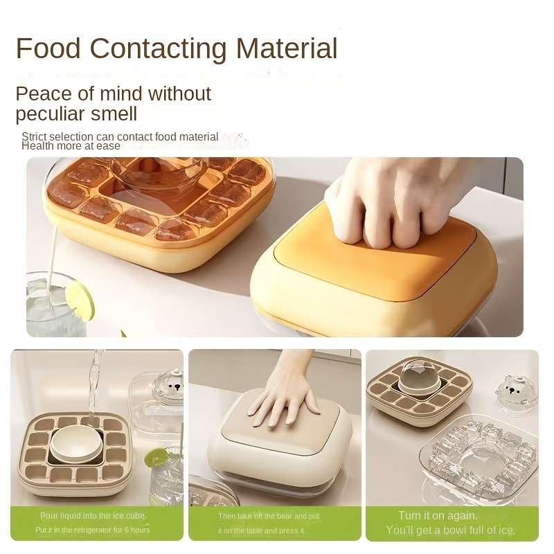 Ice Molds Color Tender Green Style2In1 Bear Ice Tray Press Bottom 12 Compartments  1 Ball