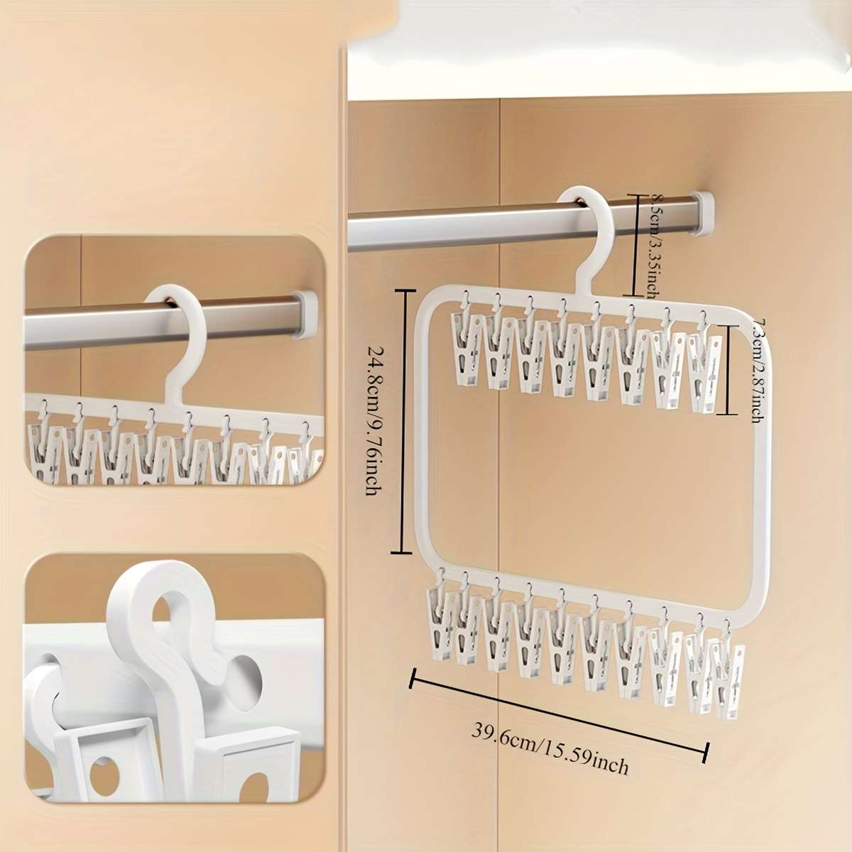 Clothes Rack White Model 18 Clips