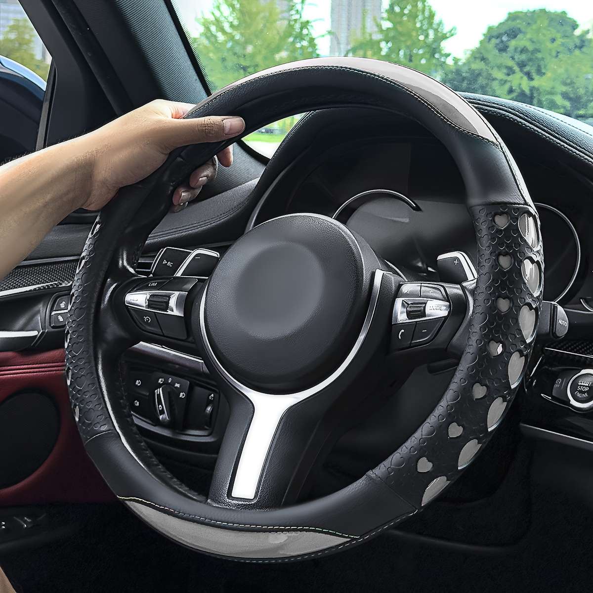 Car Steering Wheel Cover Black & Blue