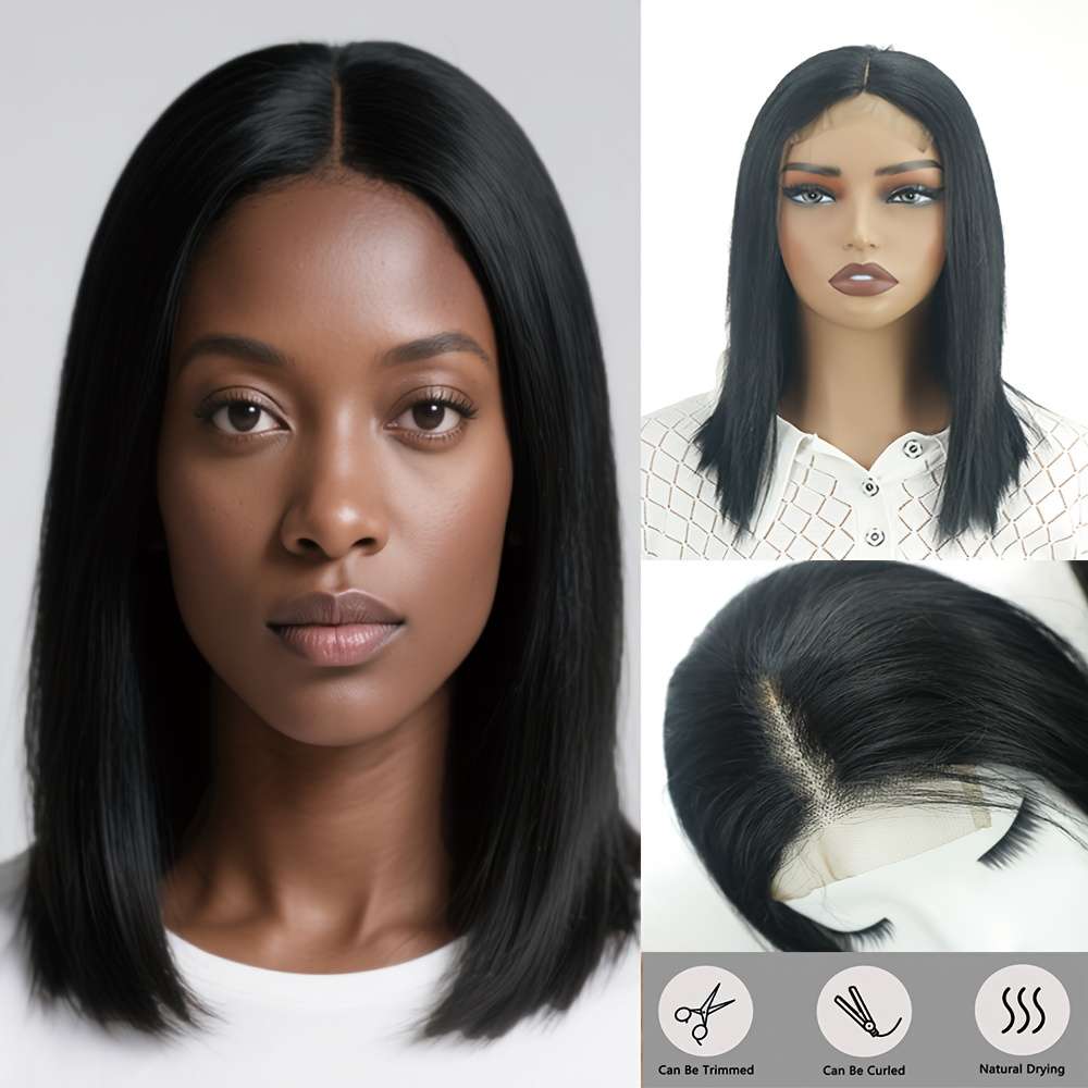 Black Womens Wigs Hair Length 40.64Cm