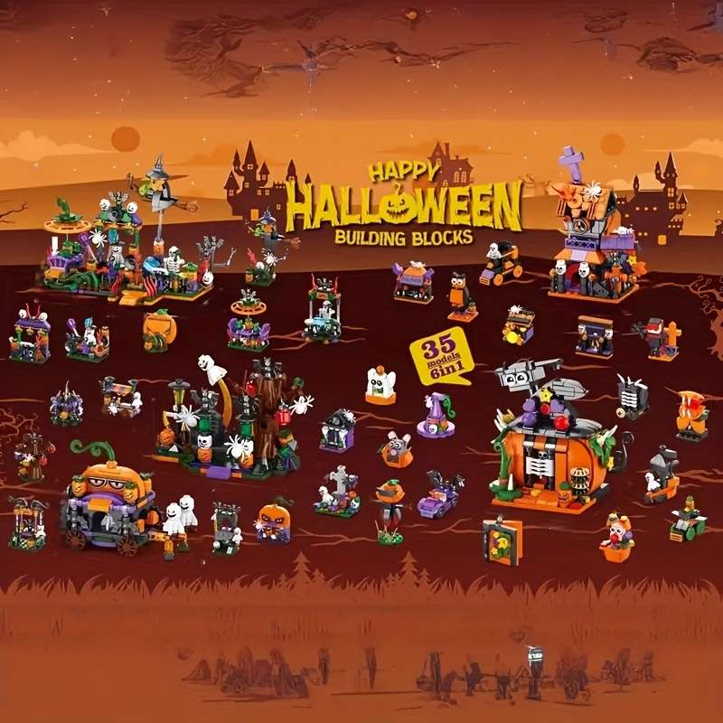 Building Toy Architectural Model Set Halloween Blind Box Edition 1057Pcs