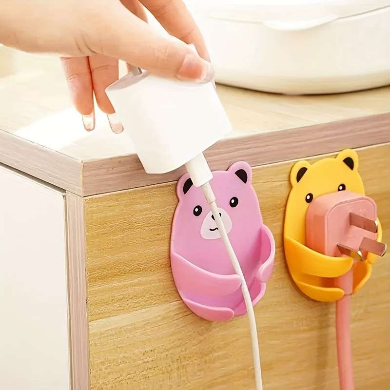 Bear Hook No Punching Storage Power Plug Hook Multi Purpose color 5pcs