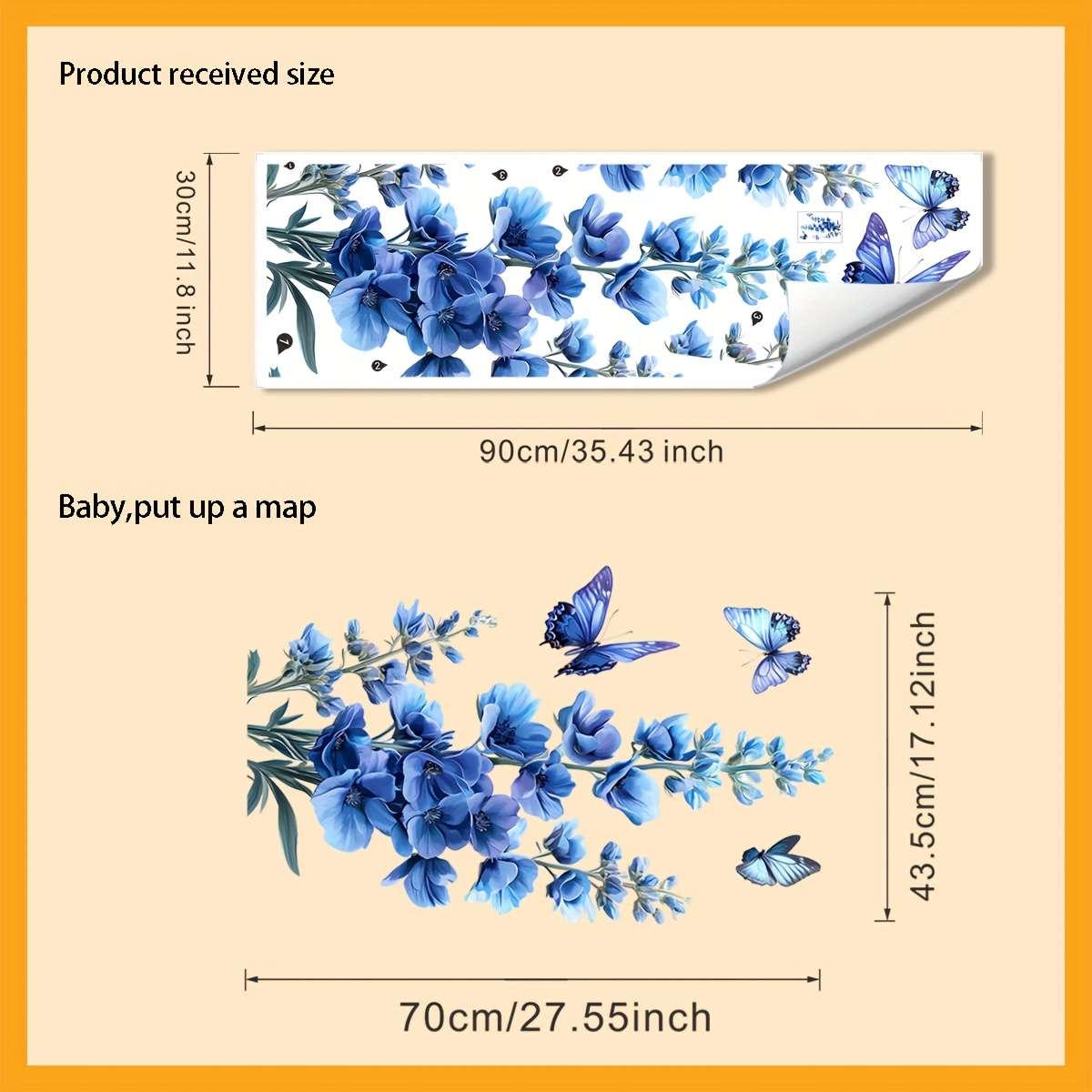 Window Stickers Style Blue Flower Butterfly