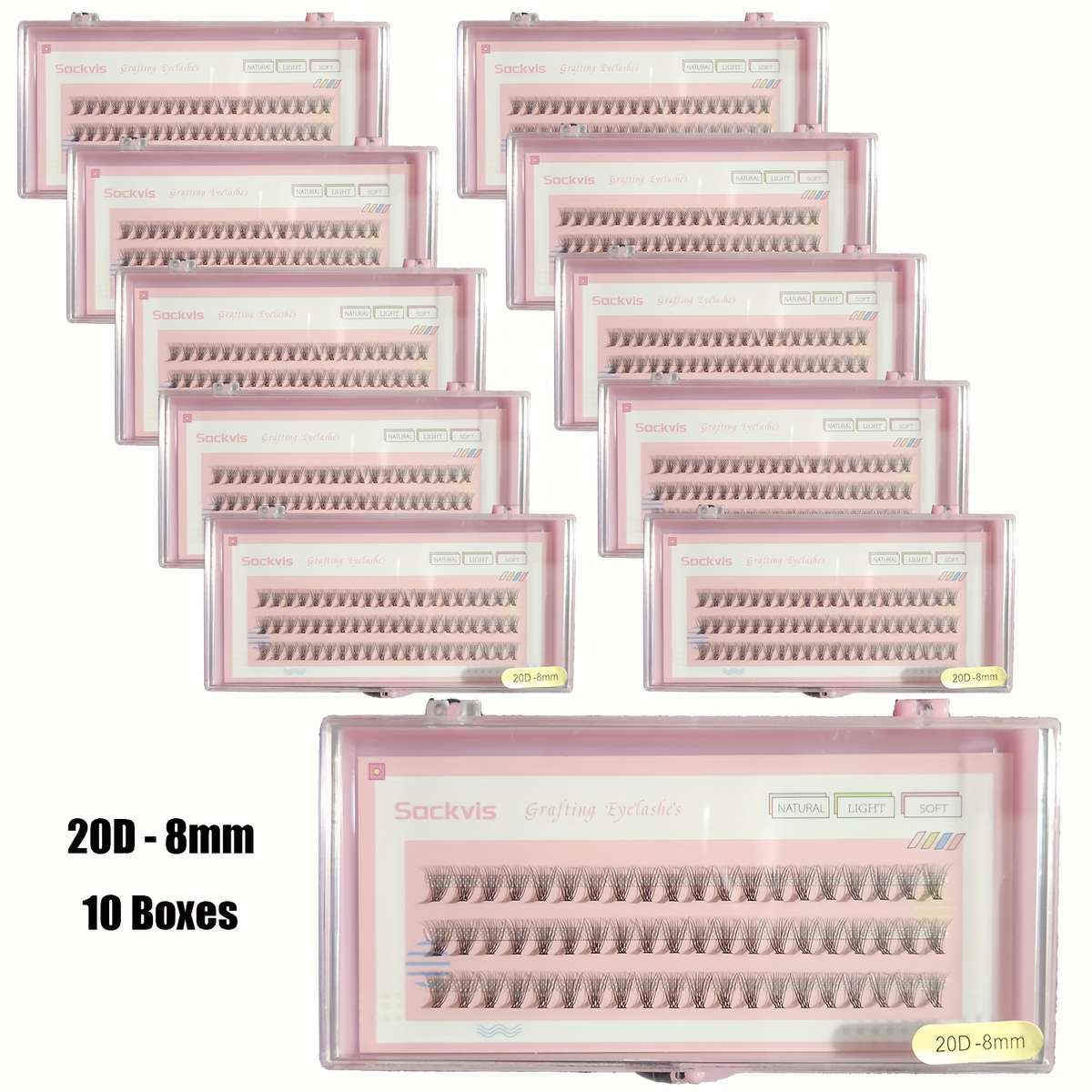 Natural Wispy Individual Lashes Model 20d 12mm 10 Boxes 14mm