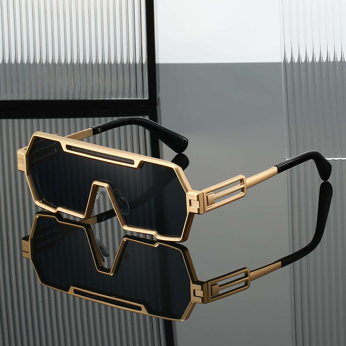 Mens Glasses Color C3 Golden Frame Black And Gray Film
