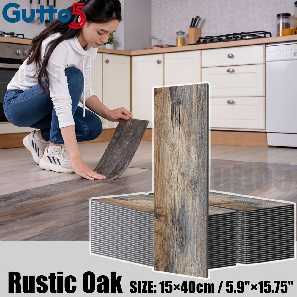 Self Adhesive Floor Stickers Rustic Oak 51 Pcs