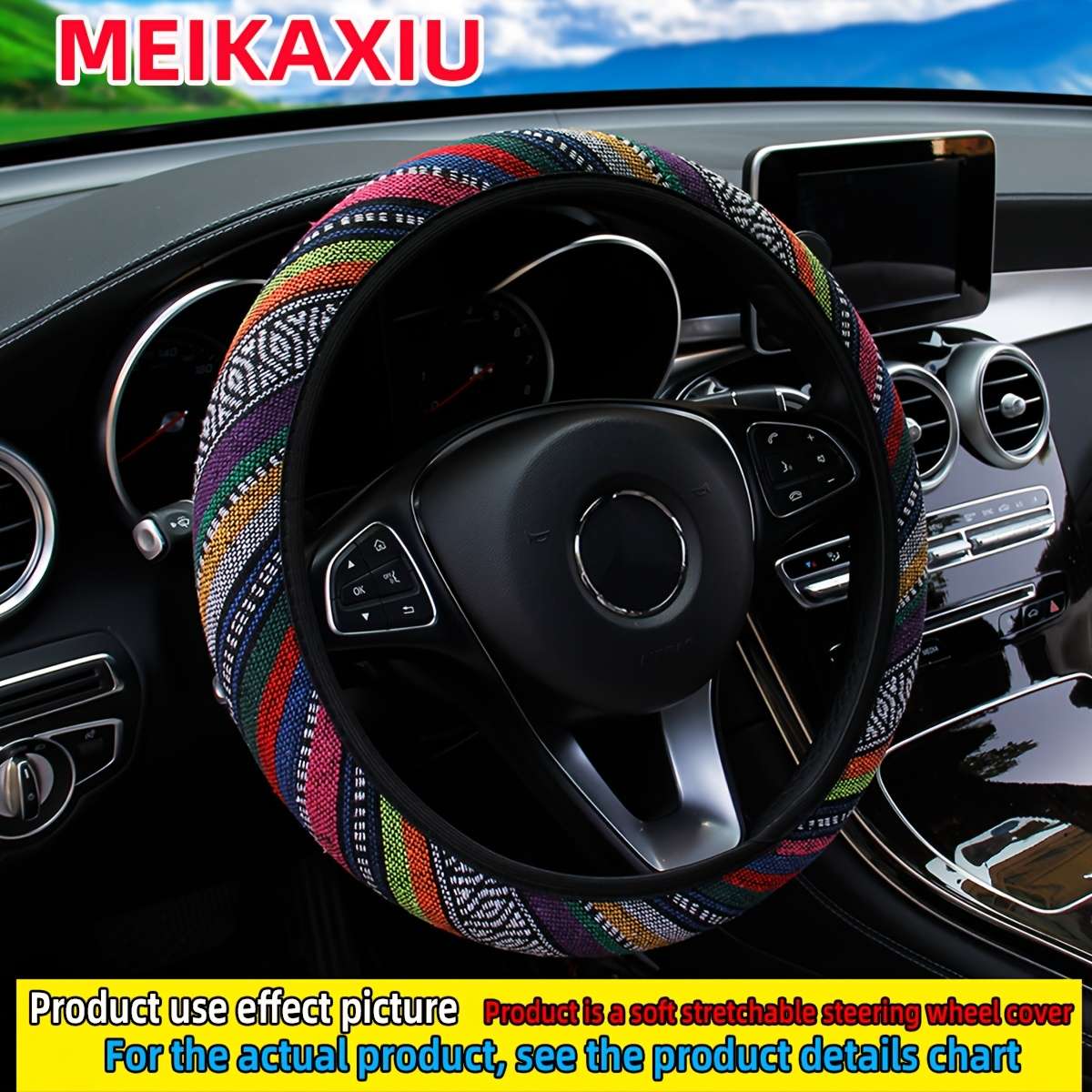 Car Steering Wheel Cover Colored Linen