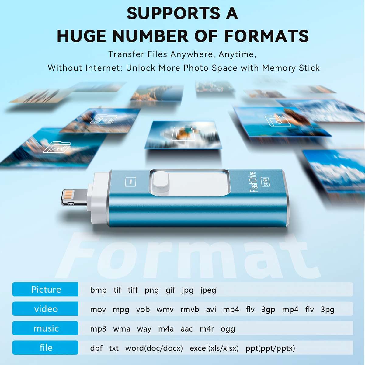 Usb Flash Drive Color Blue Storage 512Gb