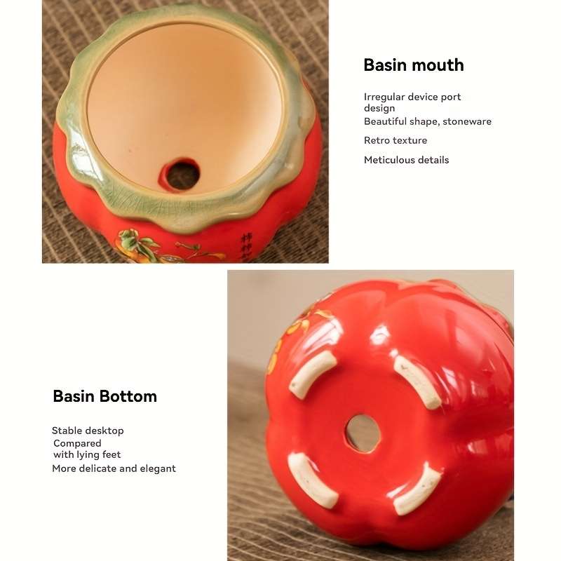 Flowerpot Color Red Pumpkin 10X7Cm