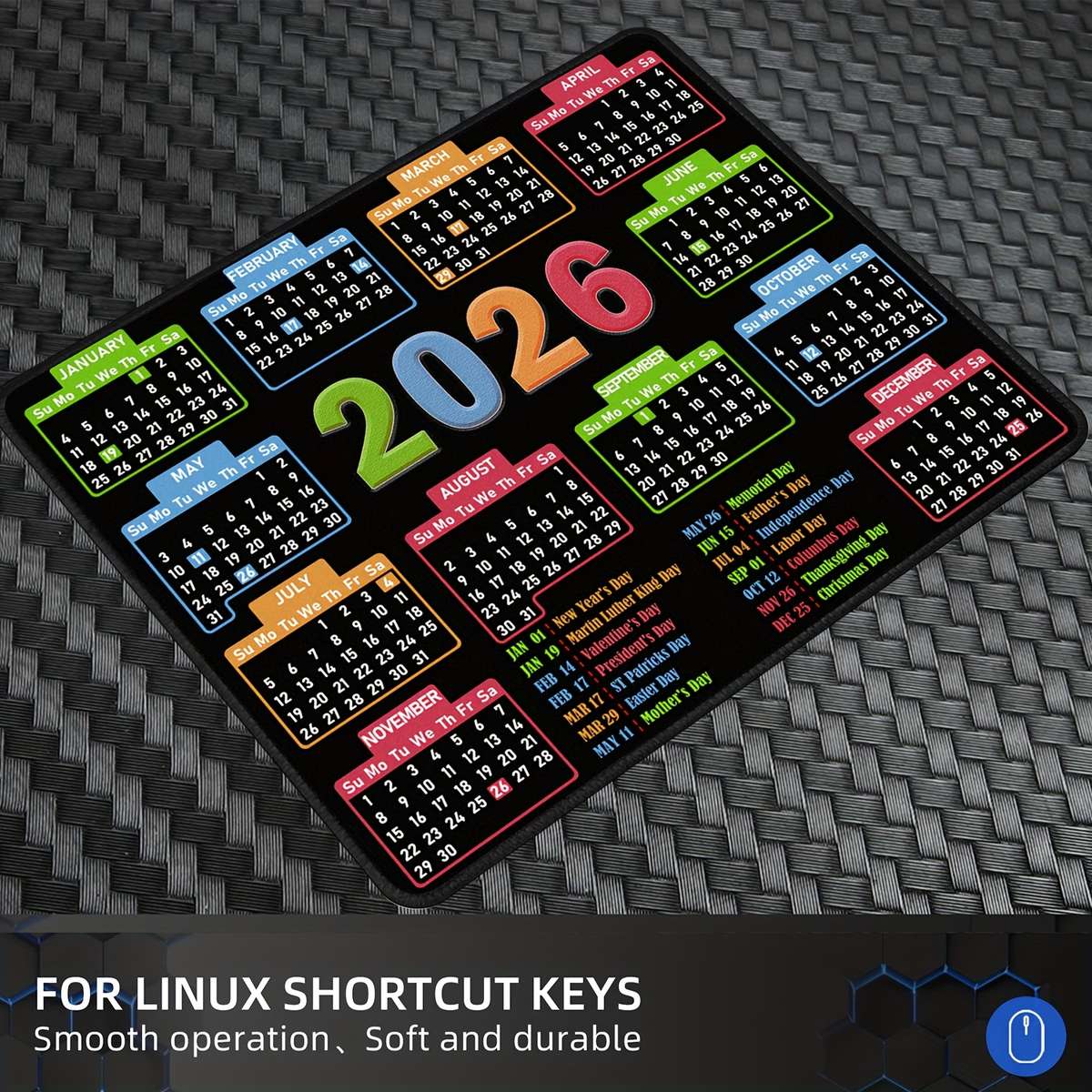 Classic Comfortable 2026 Calendar Mouse Slip Rubber For Office Desk 24X20Cm