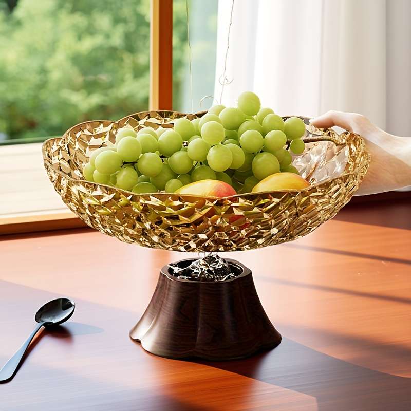 Bowl Color Transparent White With Wood Grain Base