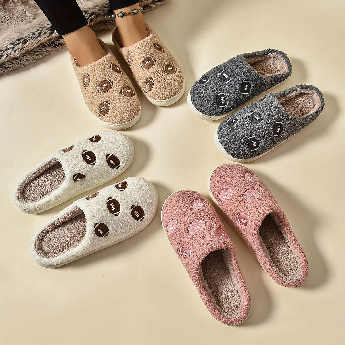 Cotton Slippers Color Grey Sizeuk 7.5-8