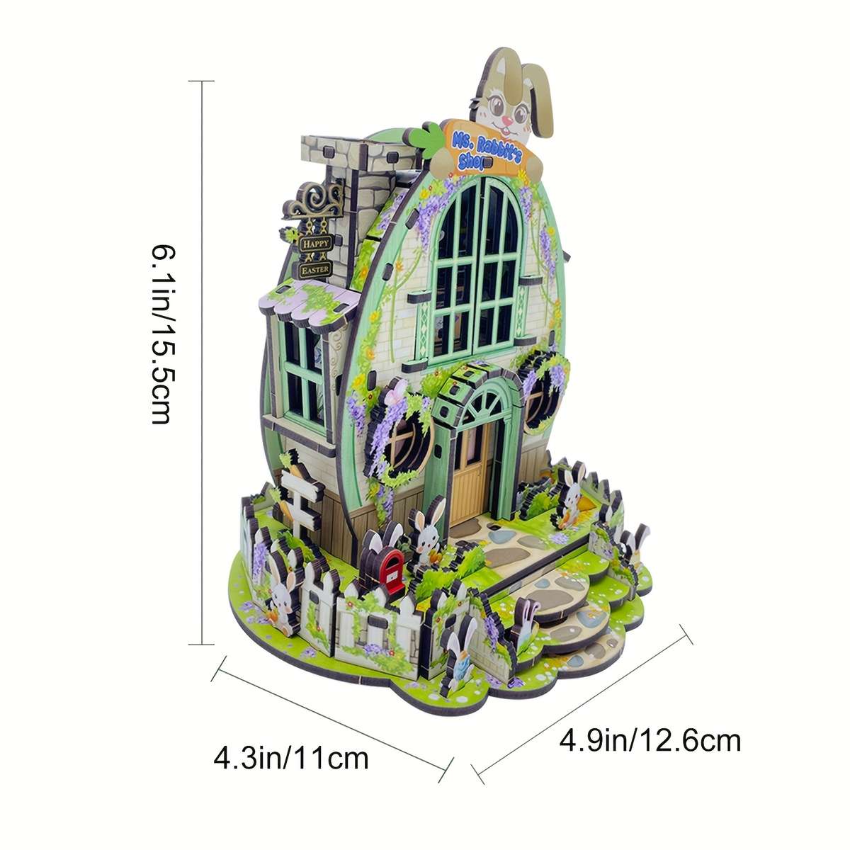3D Building Model Puzzle Set Style Bunny Egg House
