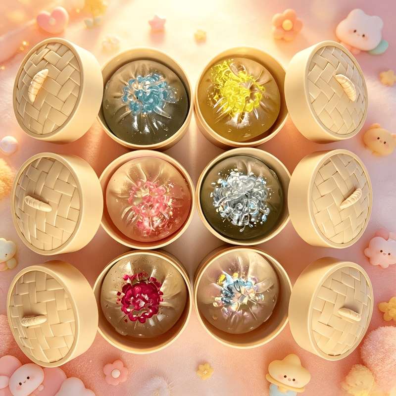 Squeezable Toys Style Crystal Steamed Buns Lid Steamer Items 6 Colors Random Shipment