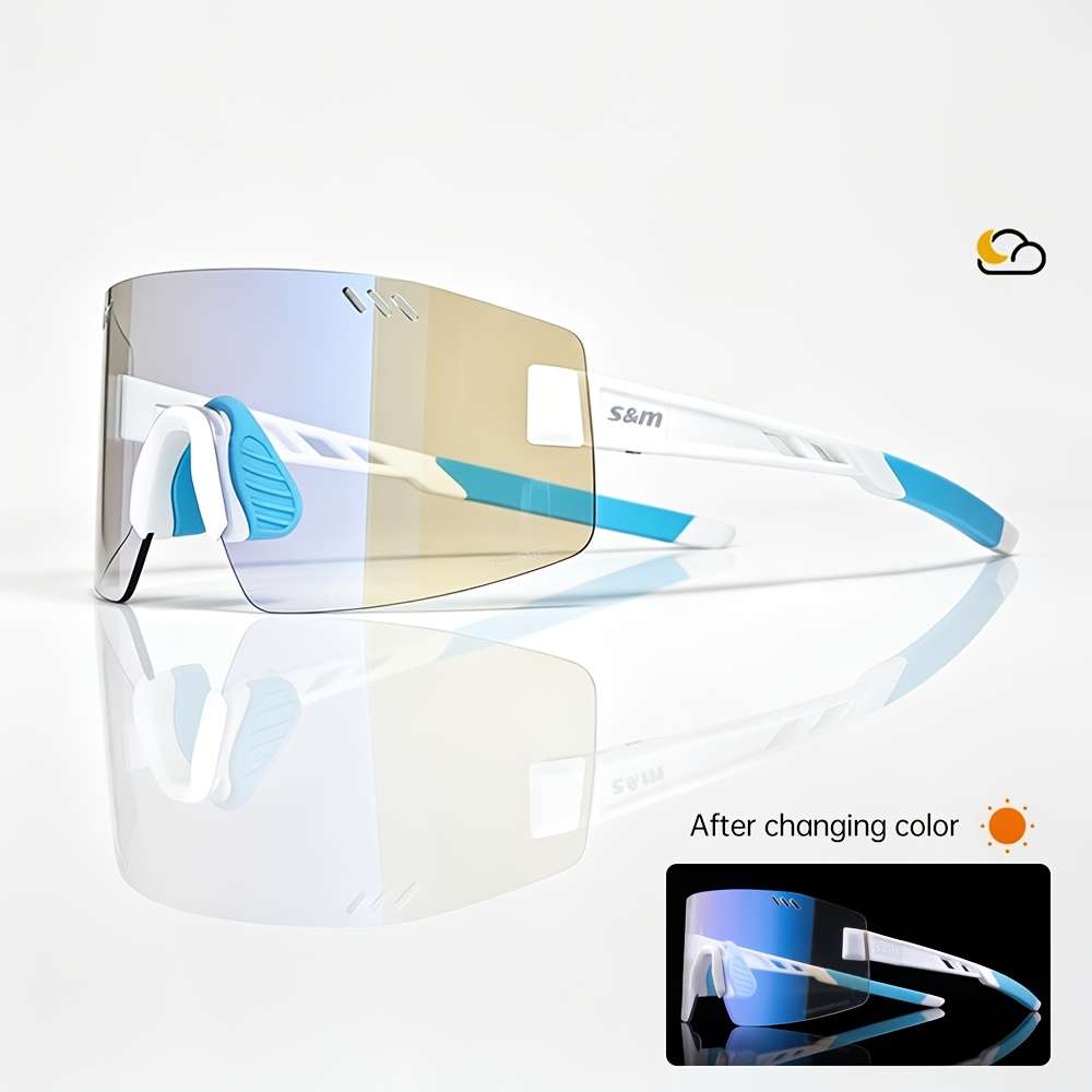 Cycling Glasses Color White Photochromic Blue