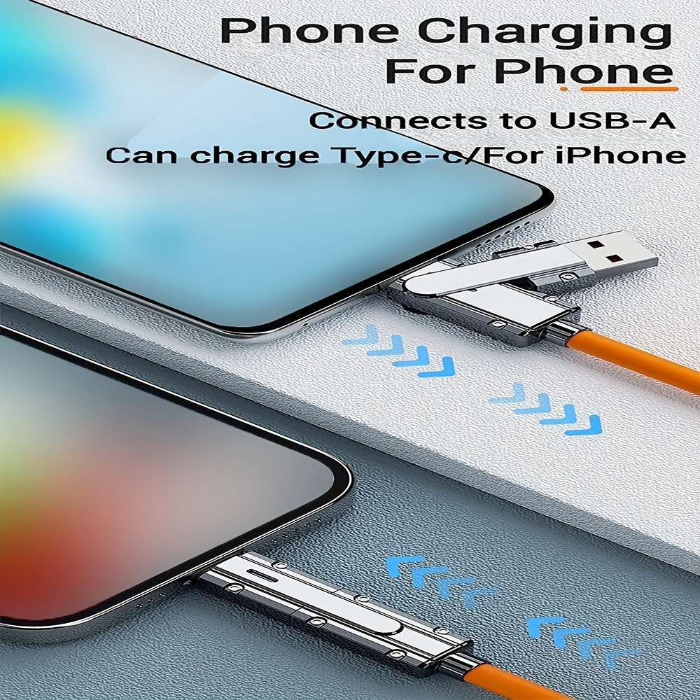 1pc 100cm 4in1 Data Cable USB to Lightning Cable for iPhone 14 13 12 11 USB C to Type C Cable