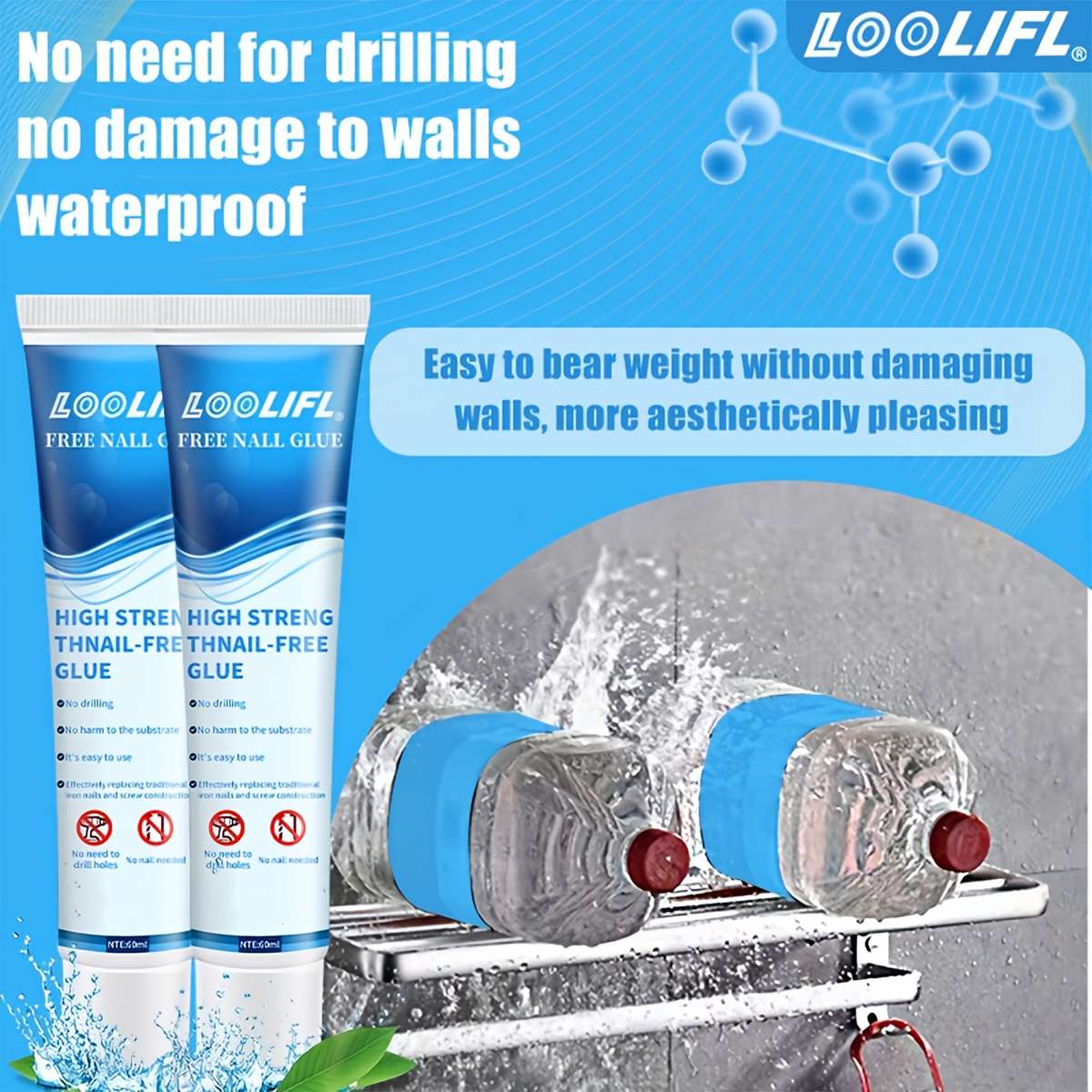 Heavy Duty Transparent Ultrastrong Nodrill Adhesive Durable For Diy Crafting