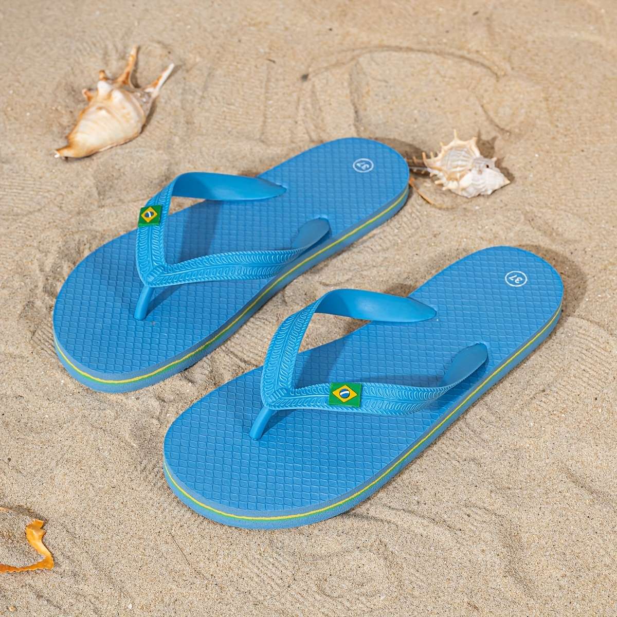 Ladies Summer Flip Flops Sky Blue Uk 7.5