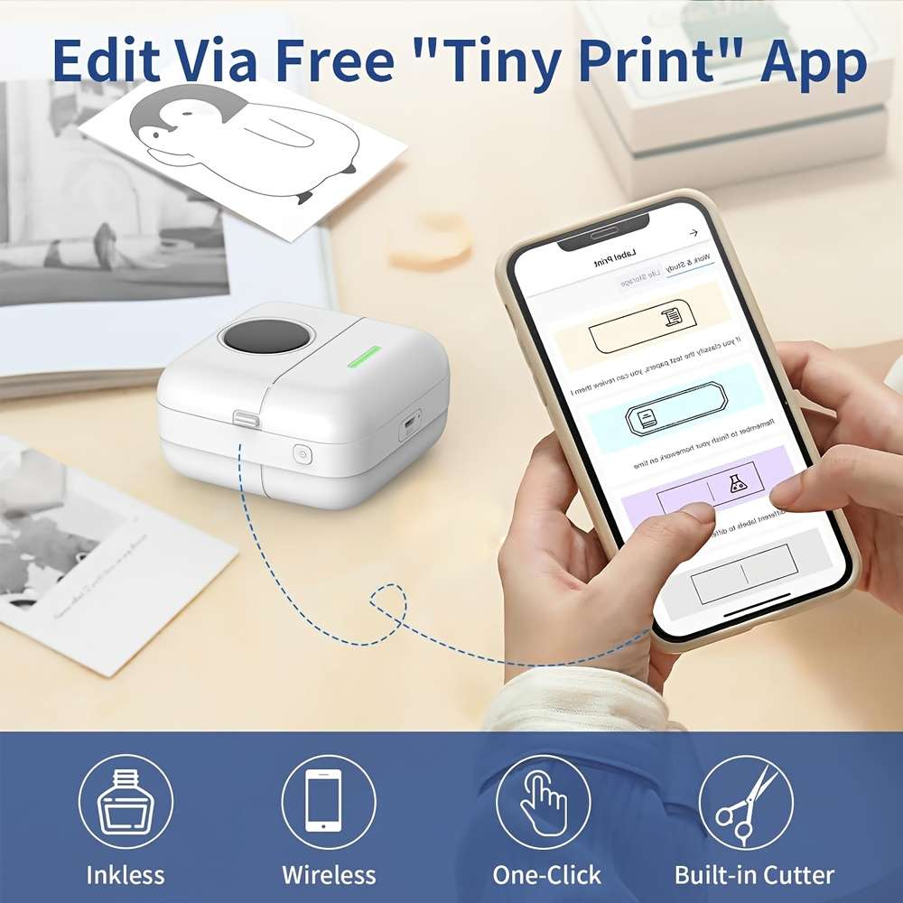 Printer Color White  5 Rolls Of Adhesive Tape 5.7Cm*2.5Cm  Random Stickers  Storage Bag