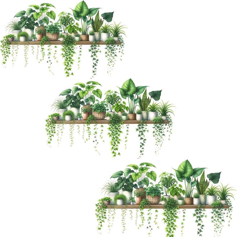 2PCS Premium Removable Creative Wall Stickers Tropical Green Plant Potted Home
